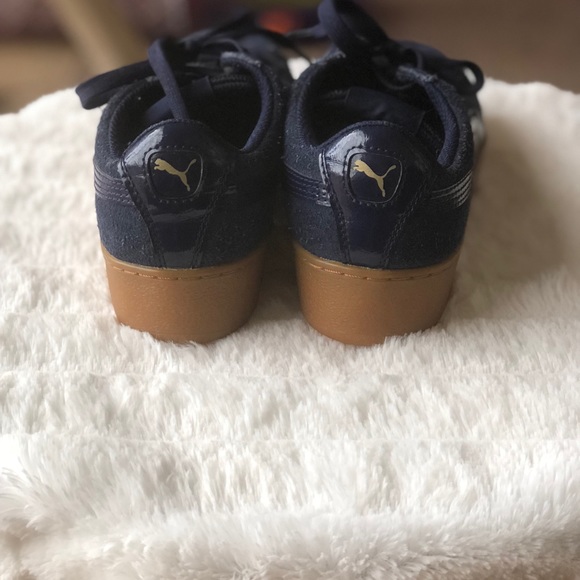 NAVY PUMA SUEDE CHUNKY SOLE SZ 6.5 - Picture 4 of 6